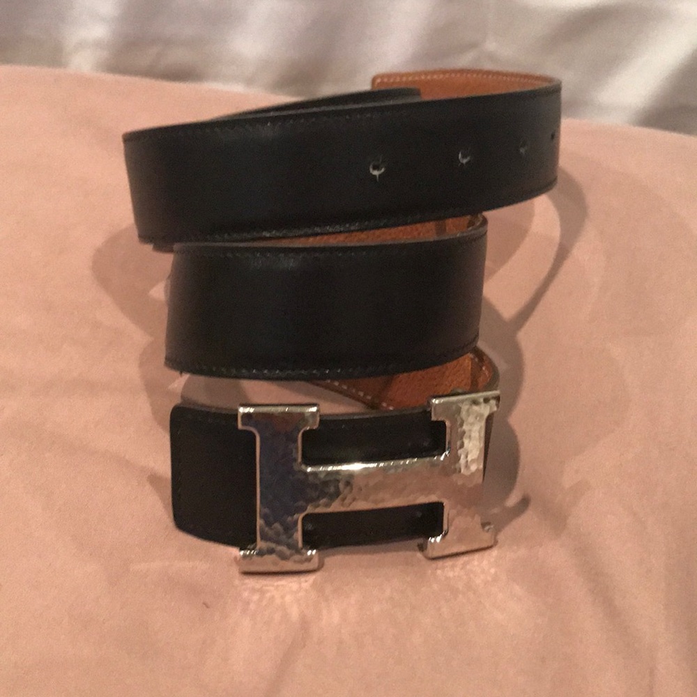 Hermès reversible black/brown leather belt